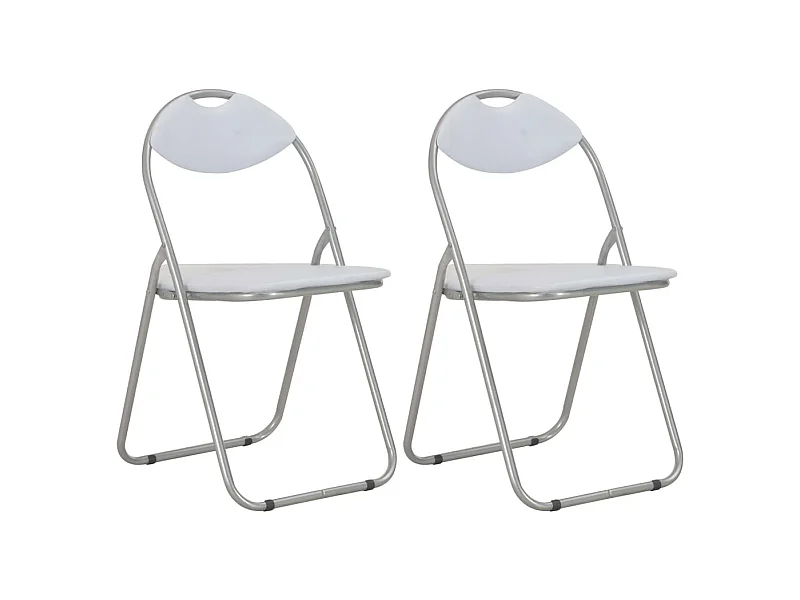 Klappbare 2er-set-Stühle| Esszimmerstühle Weiß Kunstleder -gkd612146