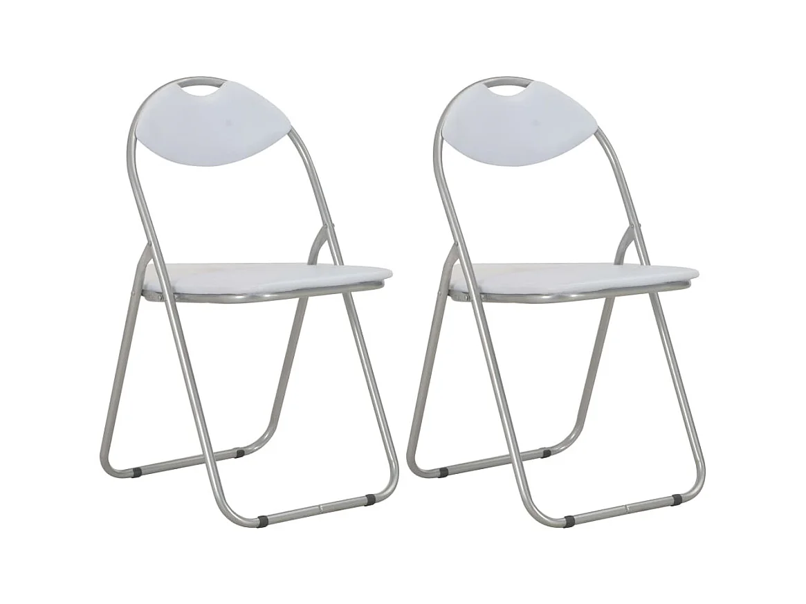 Cadeiras de jantar dobráveis 2 pcs couro artificial branco PT218926