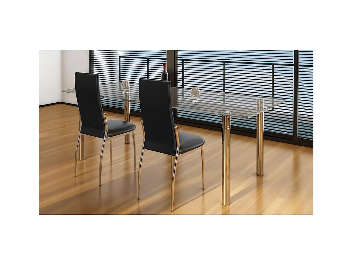 Chaises à manger Lot de 2 noir similicuir REO54997