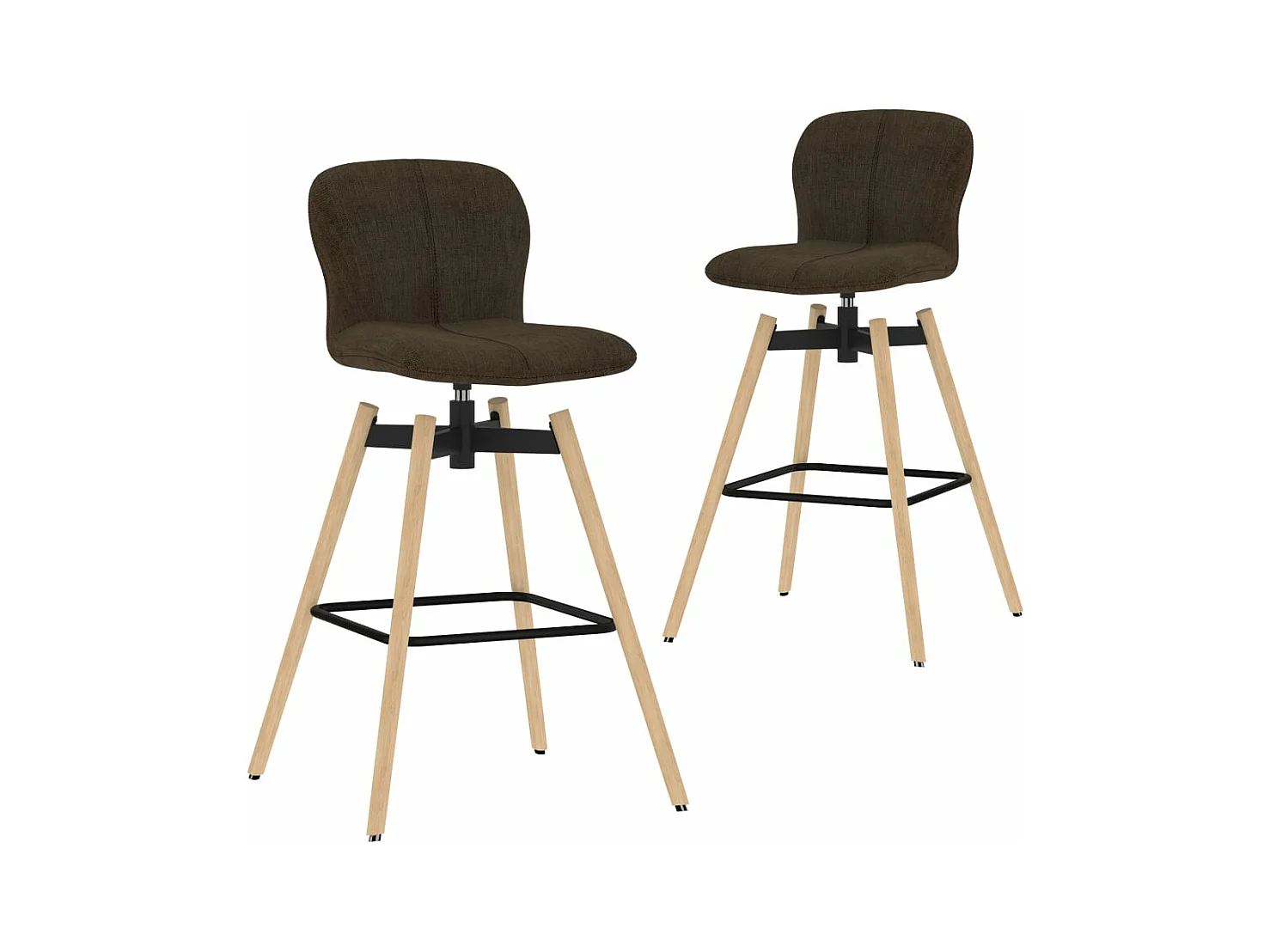 Tabourets pivotantes de bar lot de 2 marron tissu REO53567