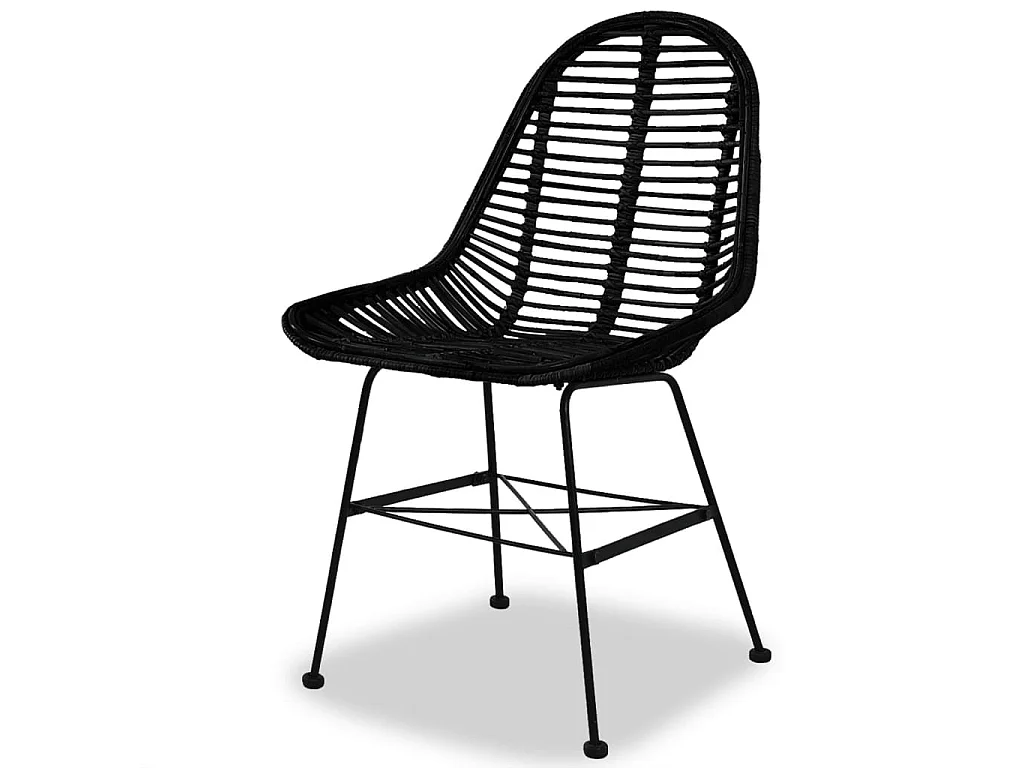 Chaises à manger Lot de 2 noir rotin naturel REO69756