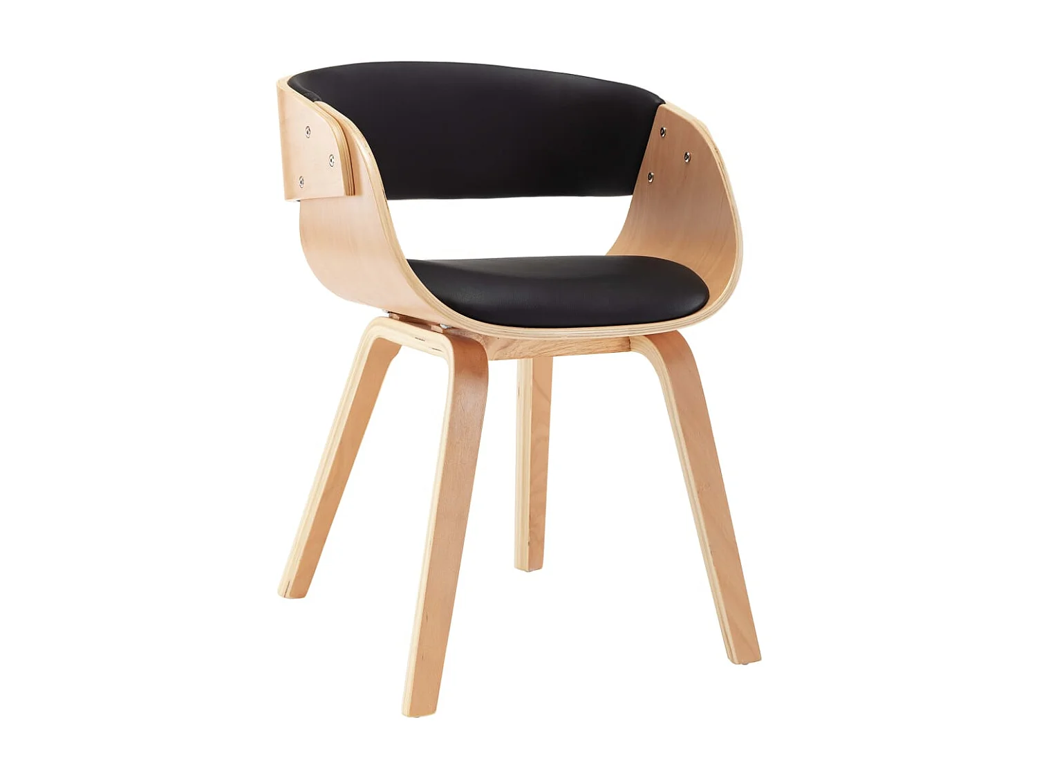 Chaise de salle à manger Noir Bois courbé et similicuir REO21367