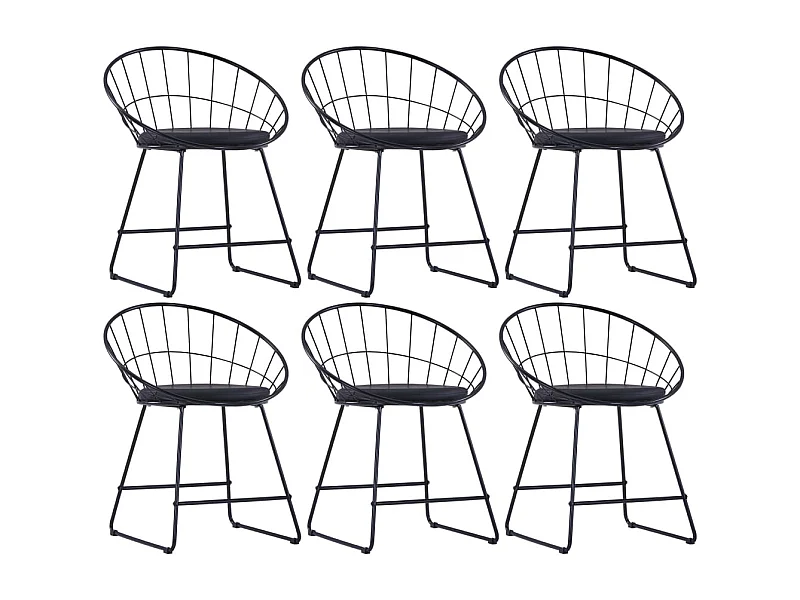 Eetkamerstoelen met kunstleren zittingen 6 st staal zwart NL705341