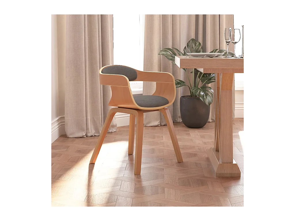 Chaise à manger Gris clair Bois courbé et tissu REO88064