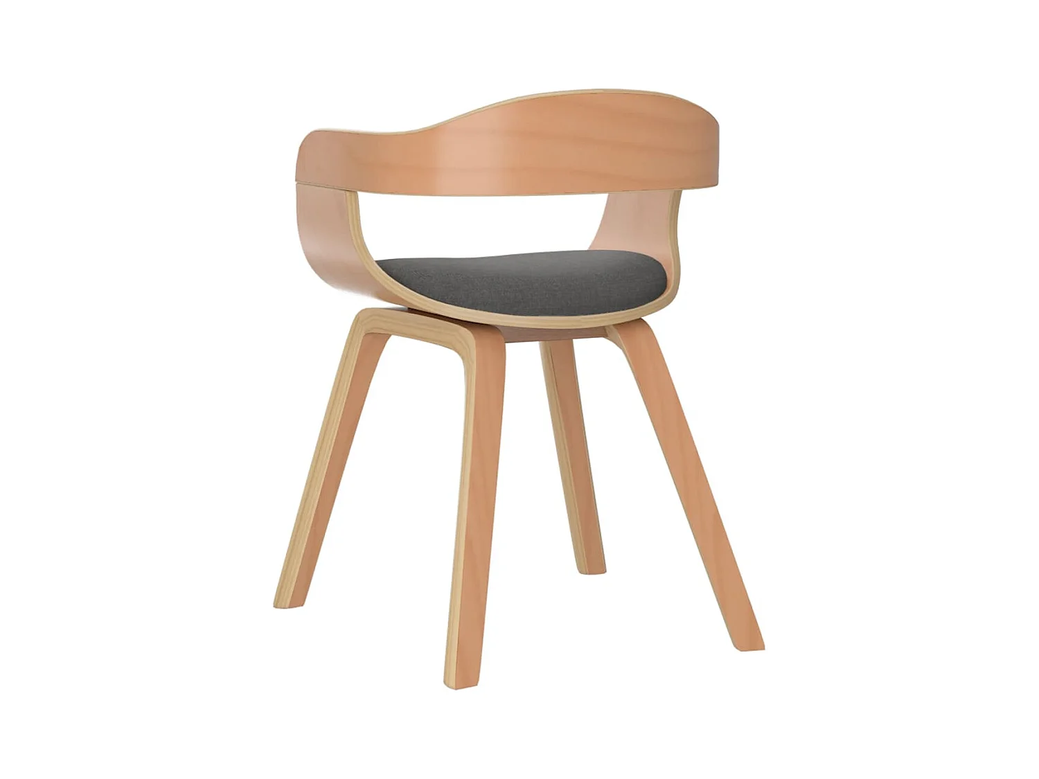 Eetkamerstoel gebogen hout en stof lichtgrijs NL589640