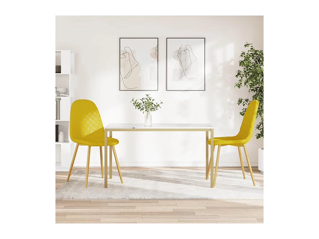 Chaises à manger Lot de 2 Jaune moutarde Velours REO12737