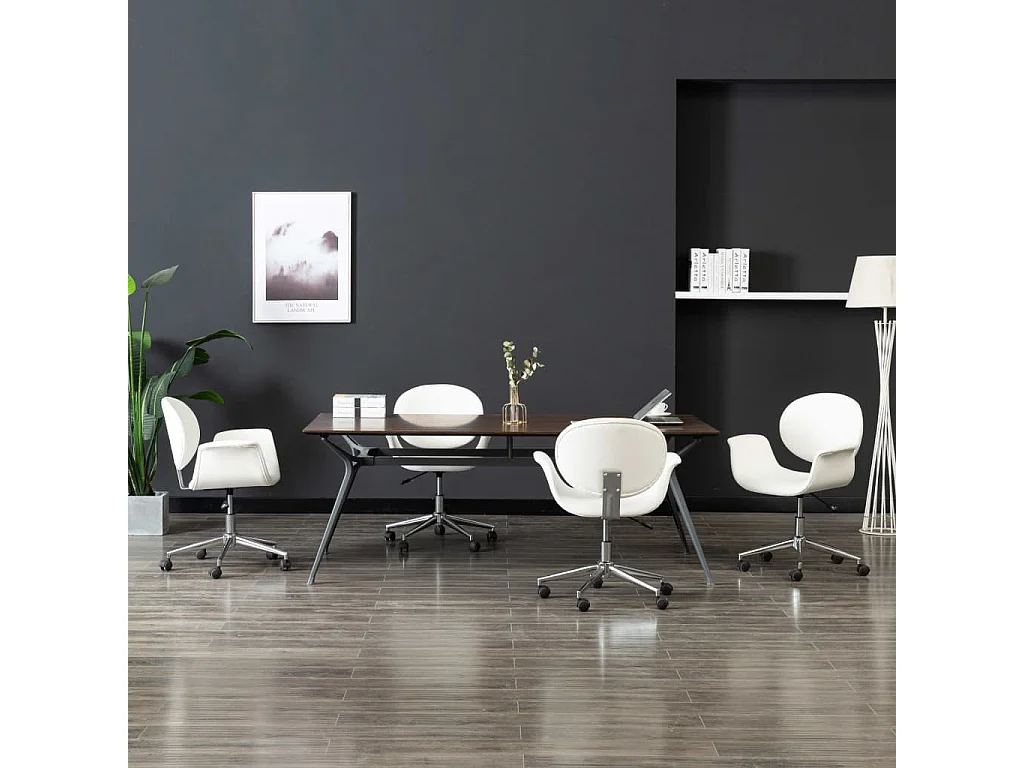 Chaises pivotantes à manger Lot de 4 blanc similicuir REO38228