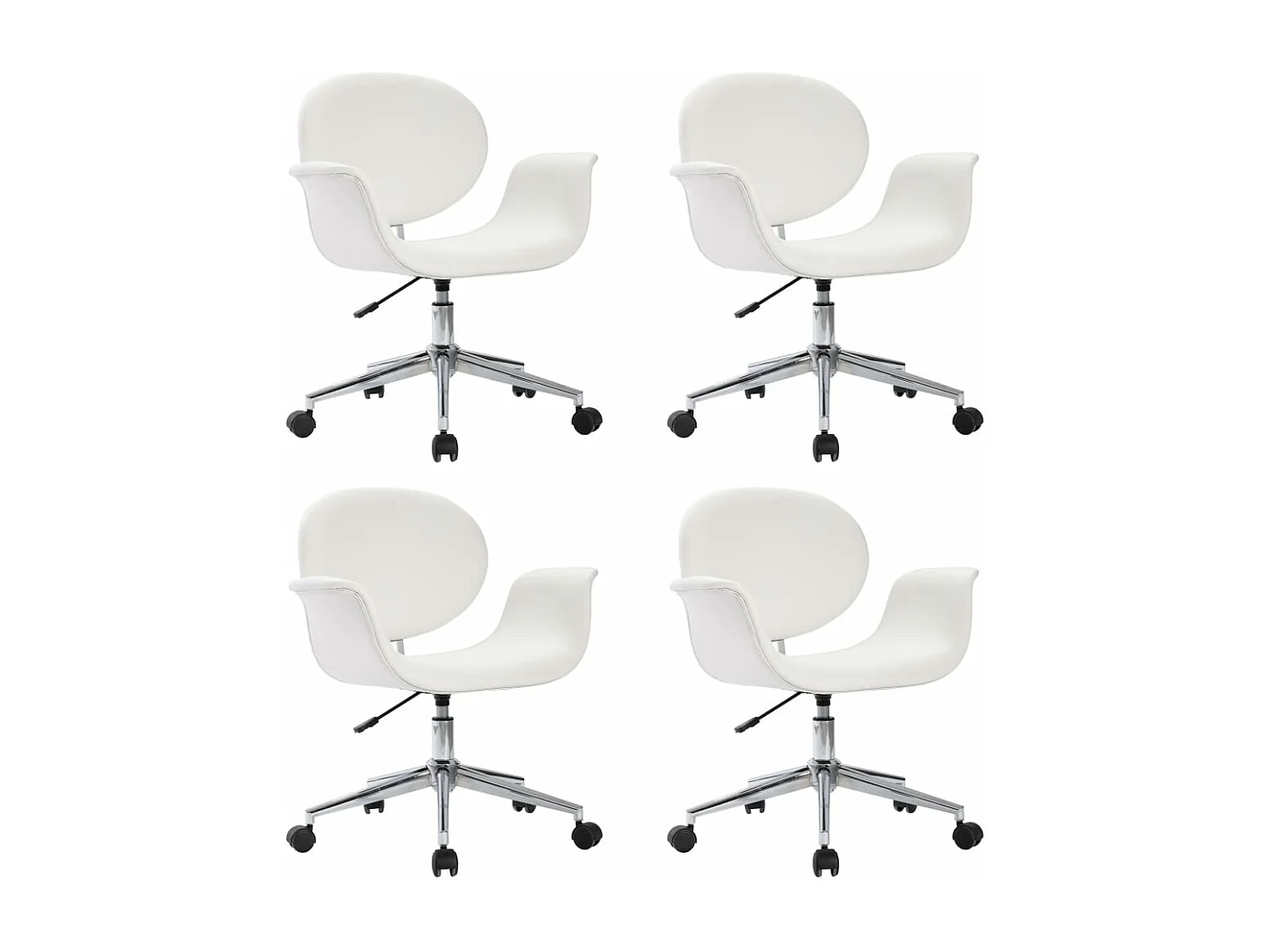 Chaises pivotantes à manger Lot de 4 blanc similicuir REO38228