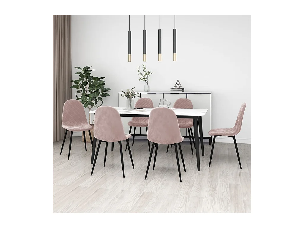 Chaises à manger Lot de 6 rose velours REO74250
