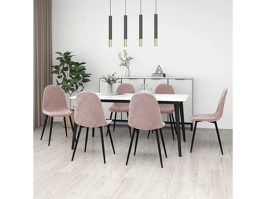 Eetkamerstoelen 6 st fluweel roze NL260780
