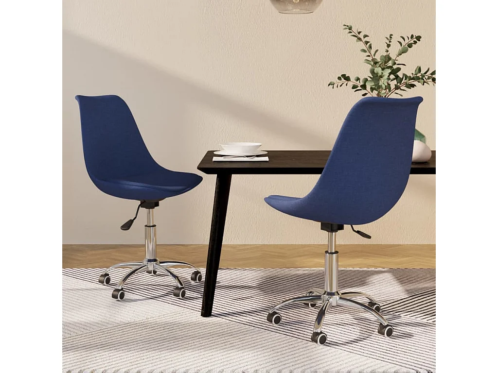 Eetkamerstoelen 2 st draaibaar stof blauw NL140886