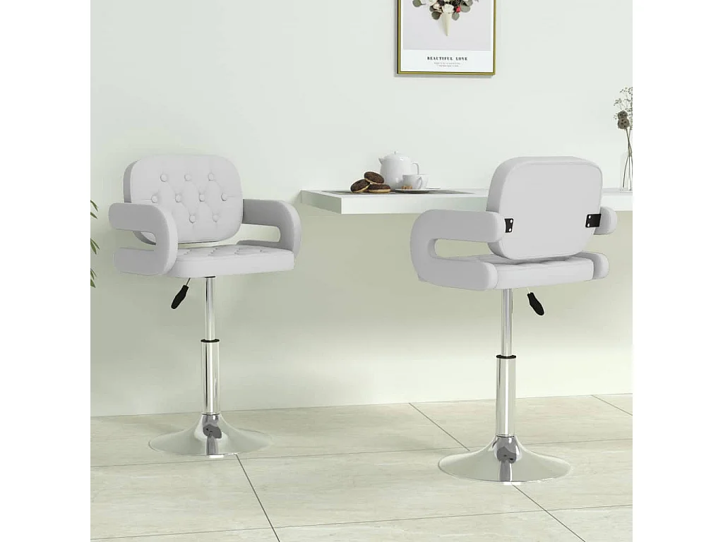 Chaises pivotantes à manger Lot de 2 blanc similicuir REO97878
