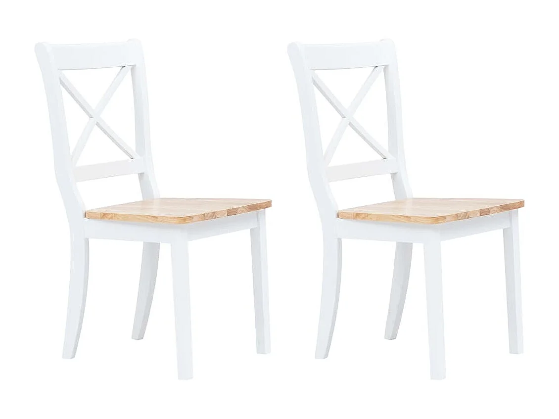 Chaises à manger Lot de 2 blanc et bois clair bois hévéa massif REO91725