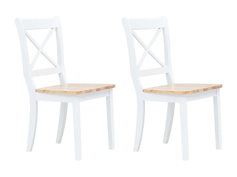 Chaises à manger Lot de 2 blanc et bois clair bois hévéa massif REO91725