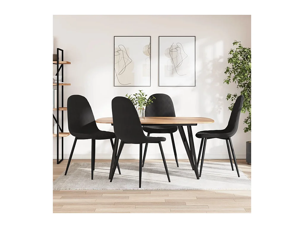 Chaises à manger Lot de 4 Noir Velours REO38633