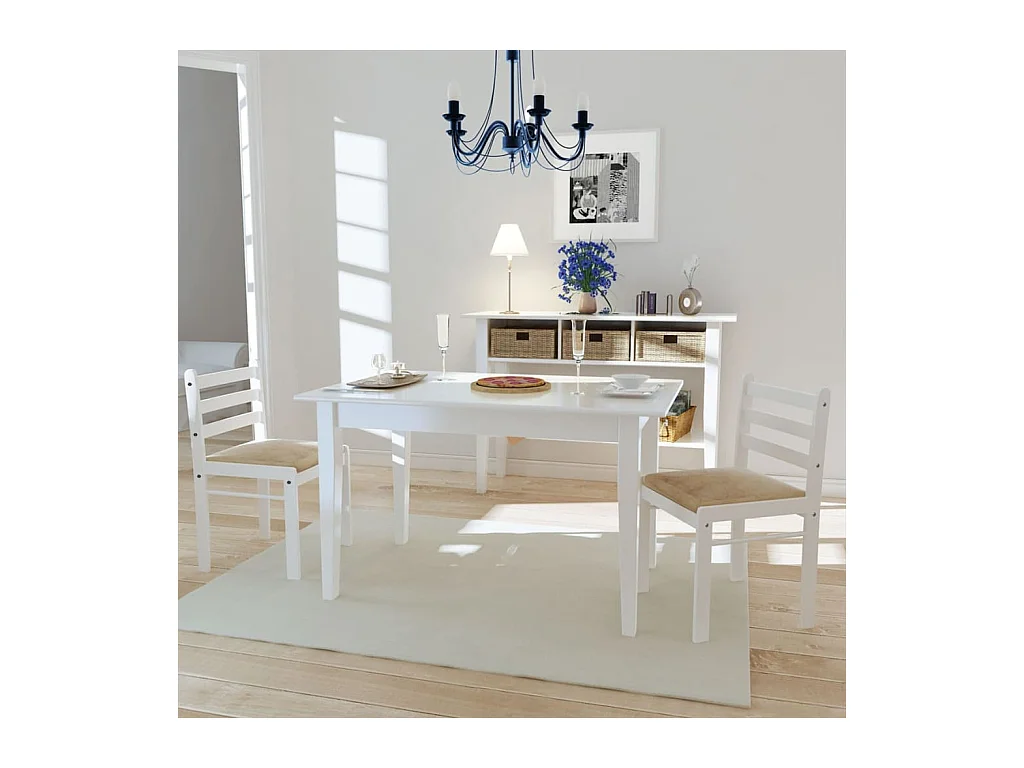 Chaises à manger Lot de 2 blanc hévéa solide et velours REO83863