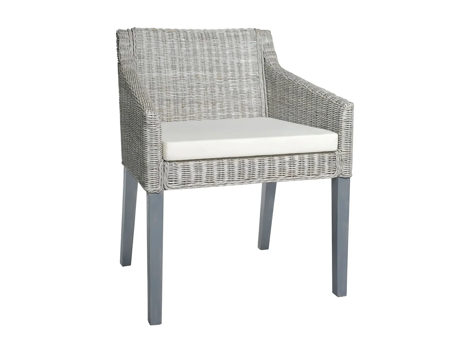 Eetkamerstoel met kussen natuurlijk rattan grijs NL940306