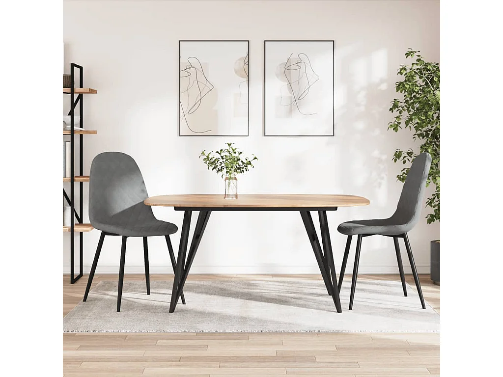 Chaises à manger Lot de 2 Gris clair Velours REO73648