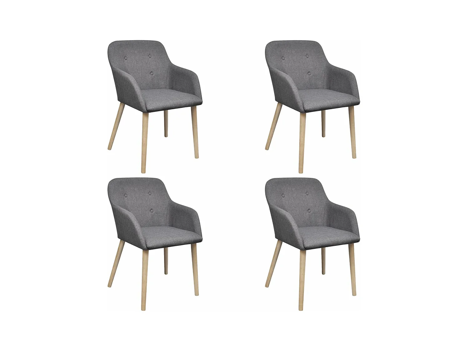 Chaises à manger Lot de 4 gris clair tissu et chêne massif REO16641