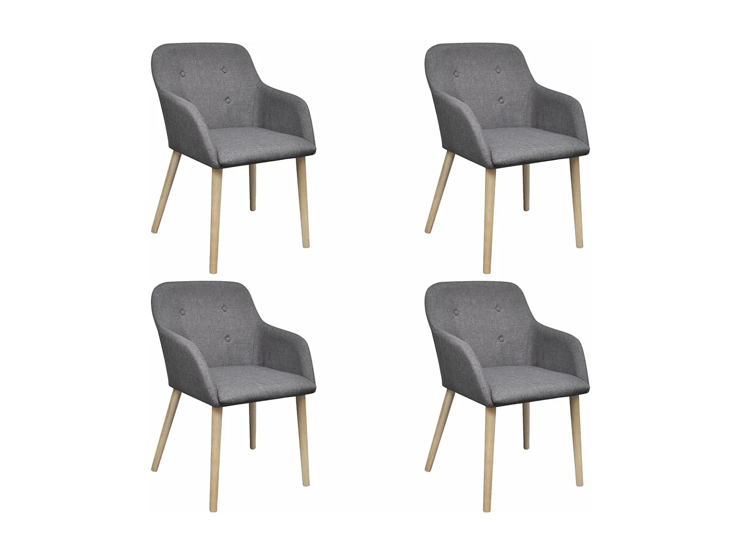 Chaises à manger Lot de 4 gris clair tissu et chêne massif REO16641