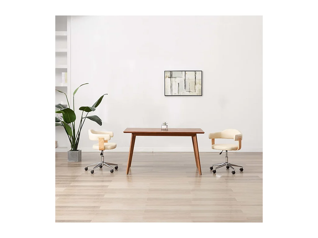 Chaise pivotante à manger Crème Bois courbé et Similicuir REO46047