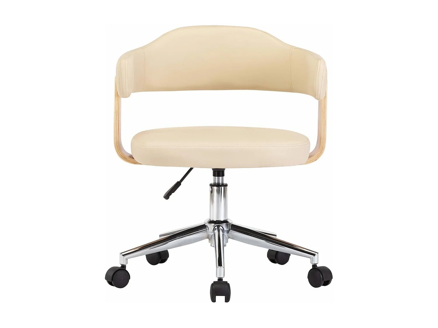 Silla de comedor giratoria madera curvada cuero sintético crema ES958221