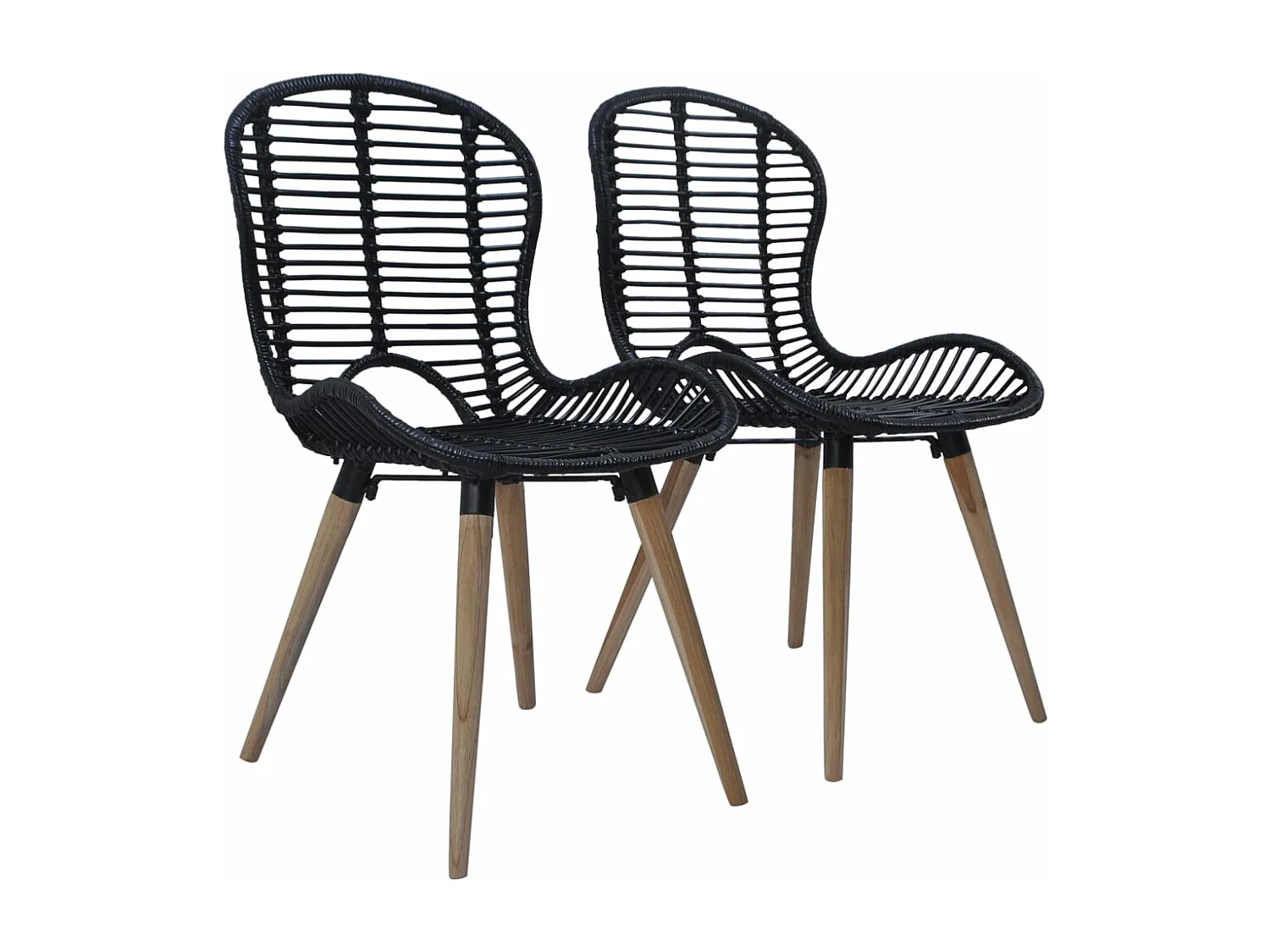 Chaises à manger Lot de 2 noir rotin naturel REO33526