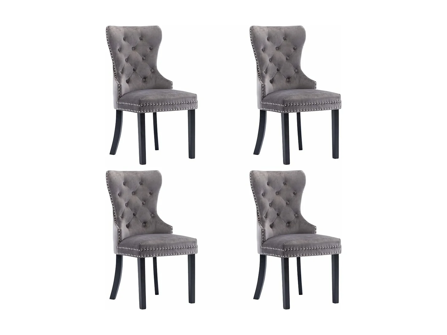 Chaises à manger Lot de 4 gris velours REO15527