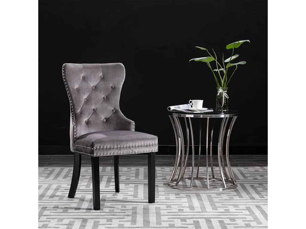 Chaises à manger Lot de 4 gris velours REO15527