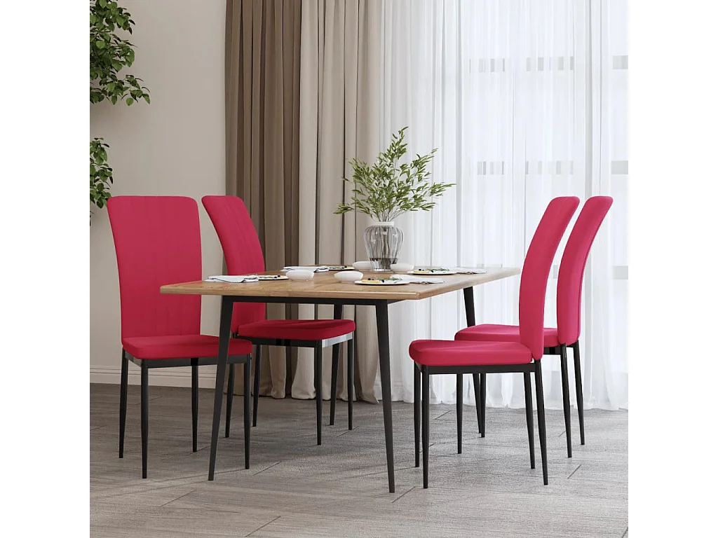 Chaises à manger Lot de 4 Rouge bordeaux Velours REO36088