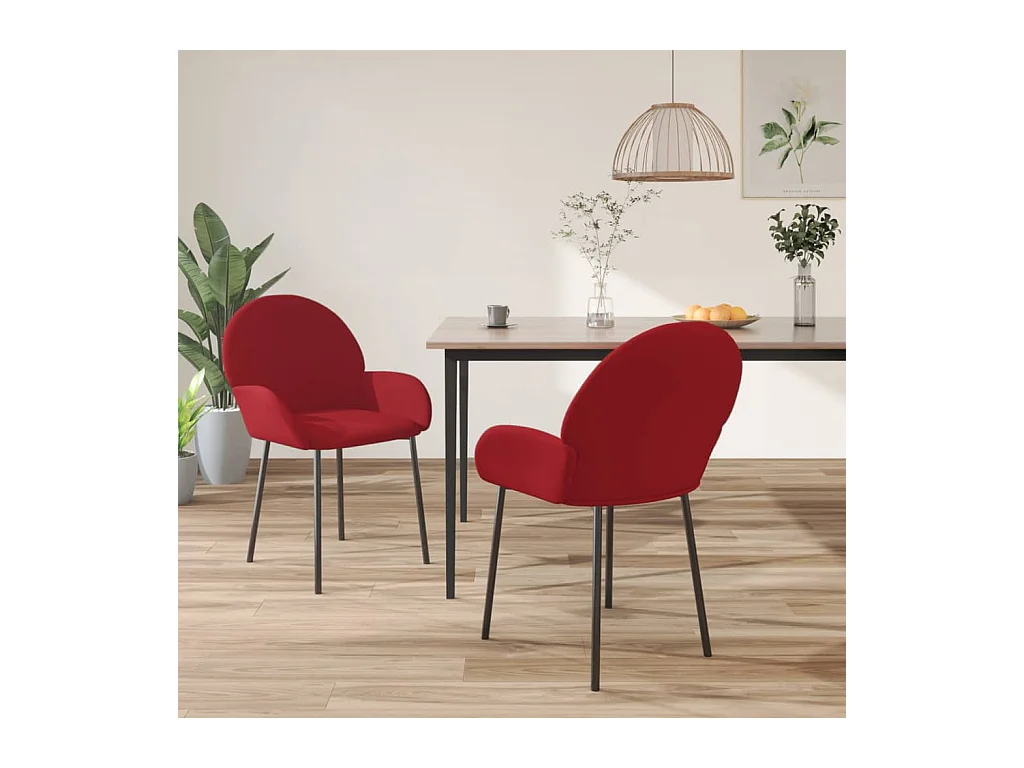 Chaises à manger Lot de 2 Rouge bordeaux Velours REO98195
