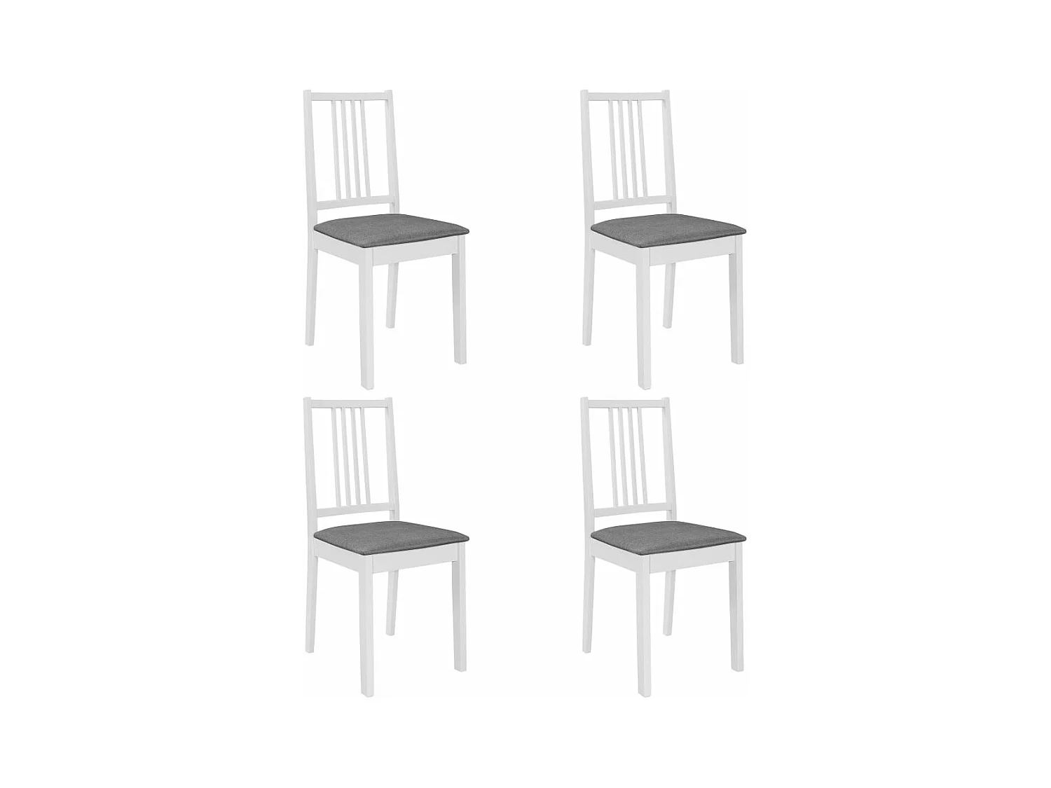Chaises à manger avec coussins Lot de 4 blanc bois solide REO50893