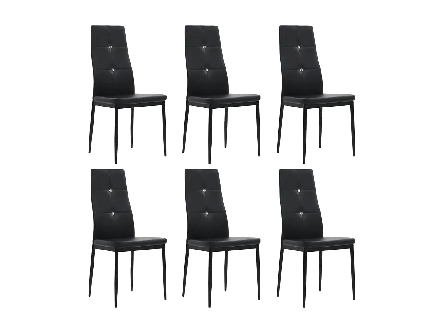 Chaises à manger Lot de 6 noir similicuir REO66290