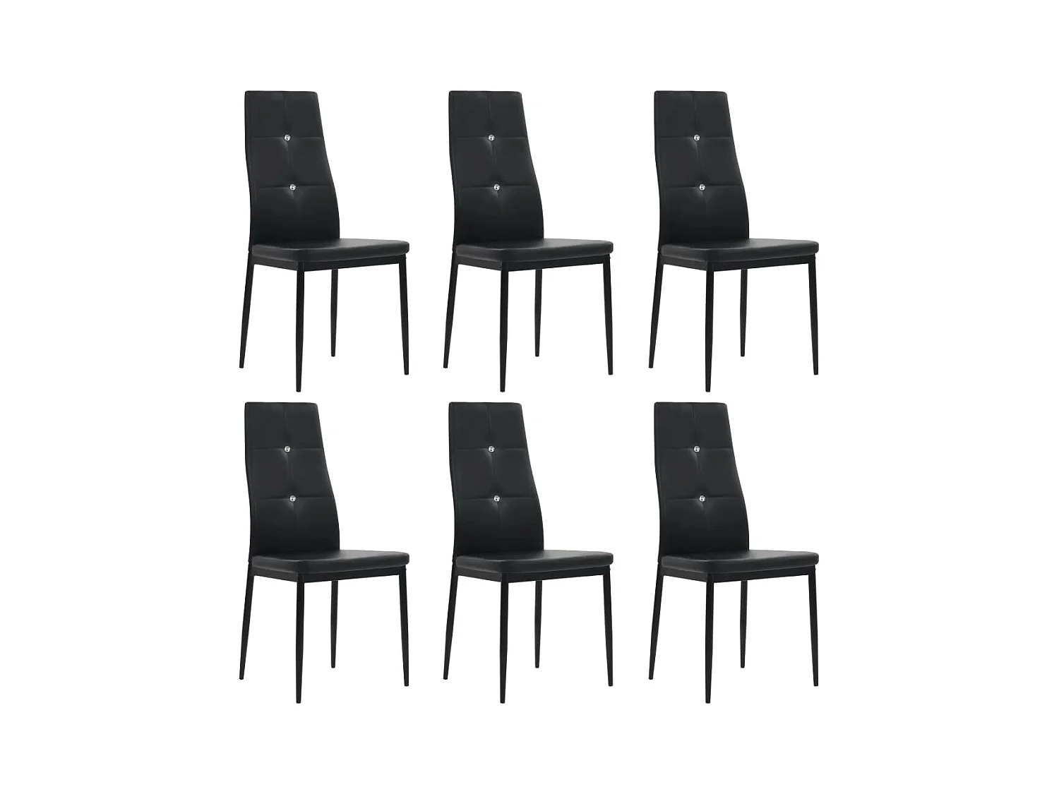 Chaises à manger Lot de 6 noir similicuir REO66290