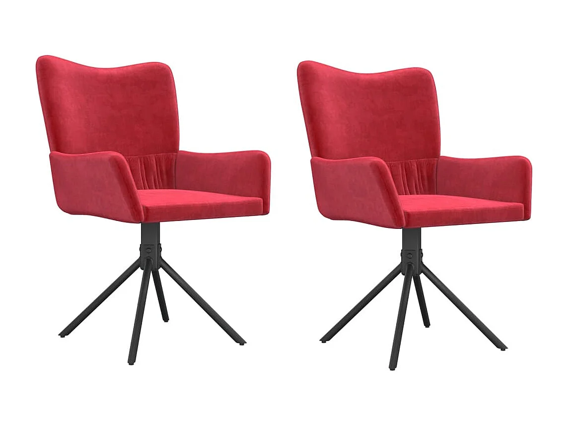Chaises pivotantes salle à manger 2 pcs Rouge bordeaux Velours REO98514