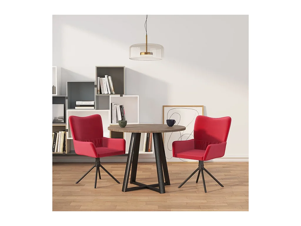 Chaises pivotantes salle à manger 2 pcs Rouge bordeaux Velours REO98514