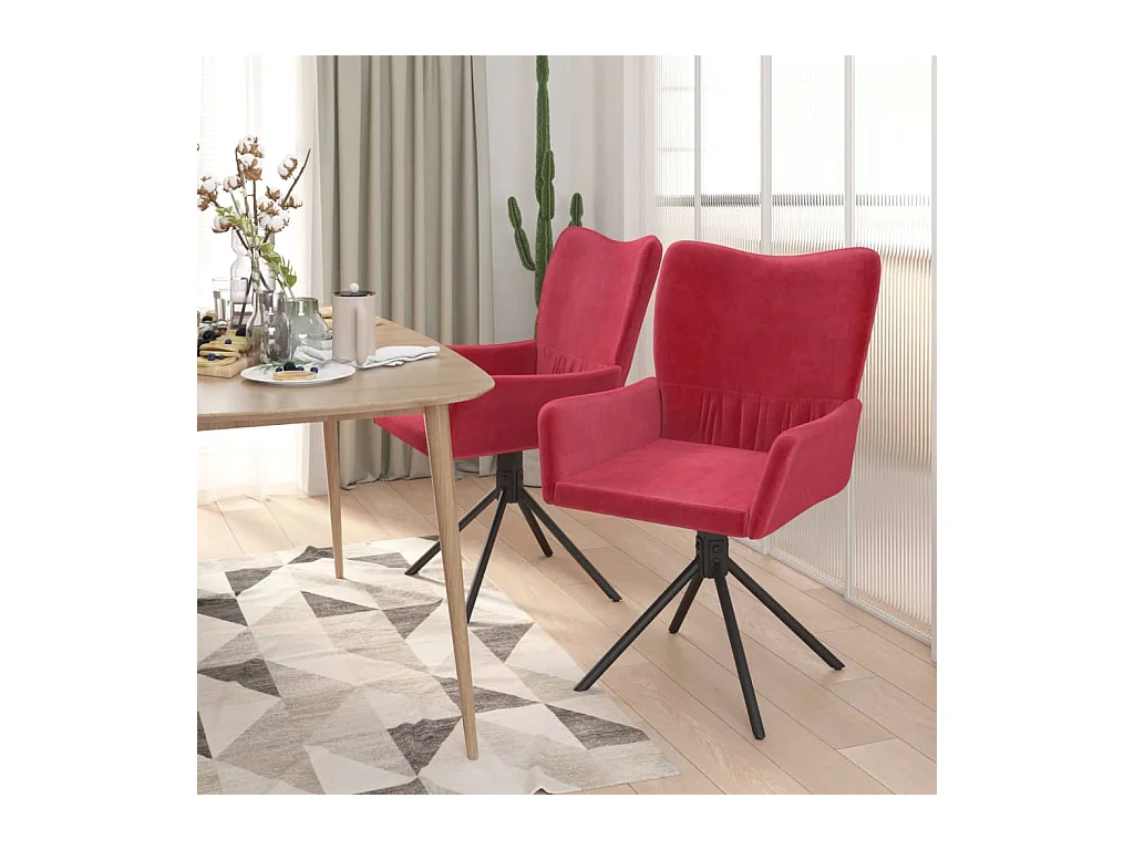 2er-set-Stühle| Esszimmerstühle Drehbar Weinrot Samt -gkd246535