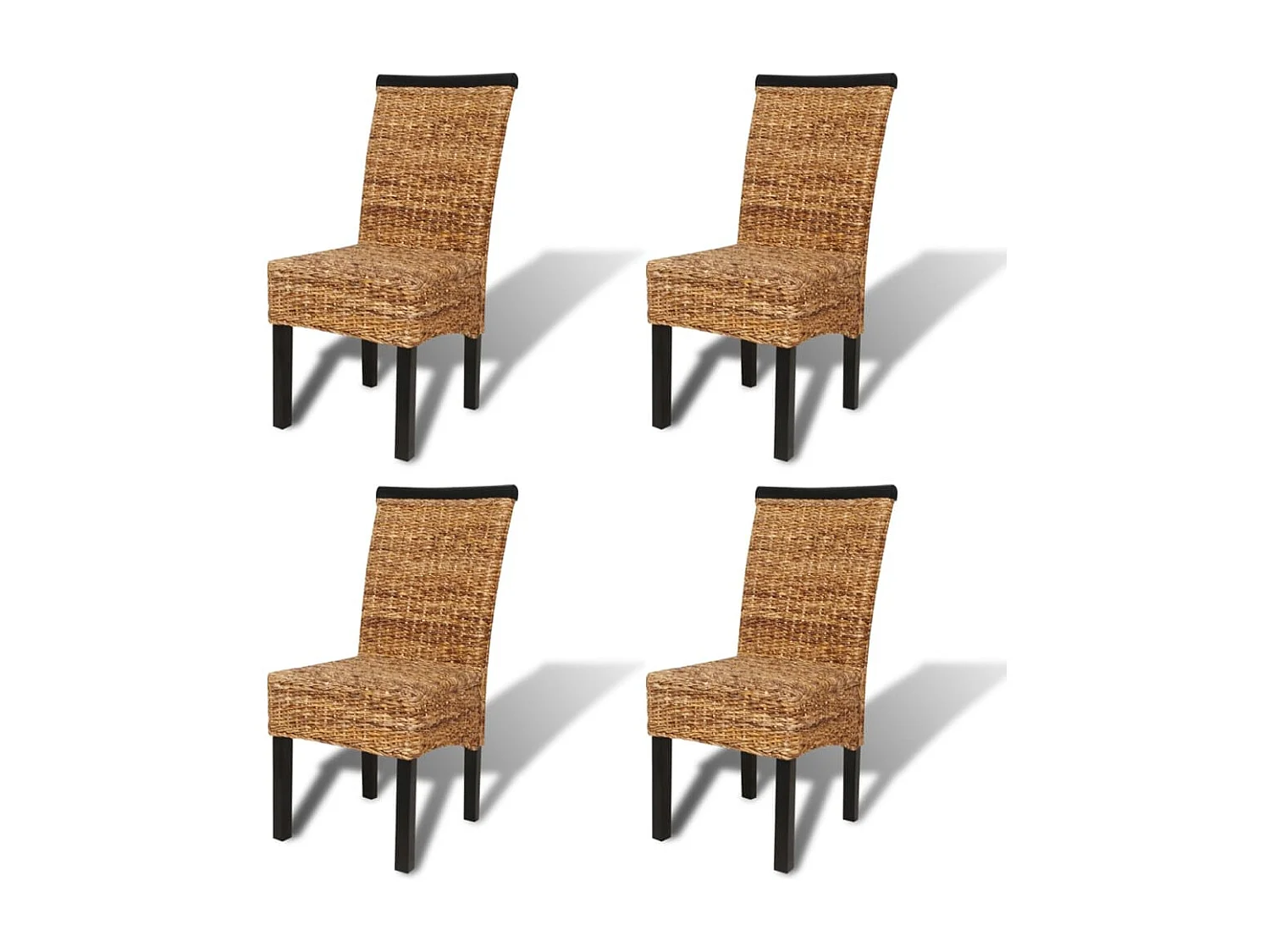 Chaises à manger Lot de 4 bois solide de manguier et abaca REO57184