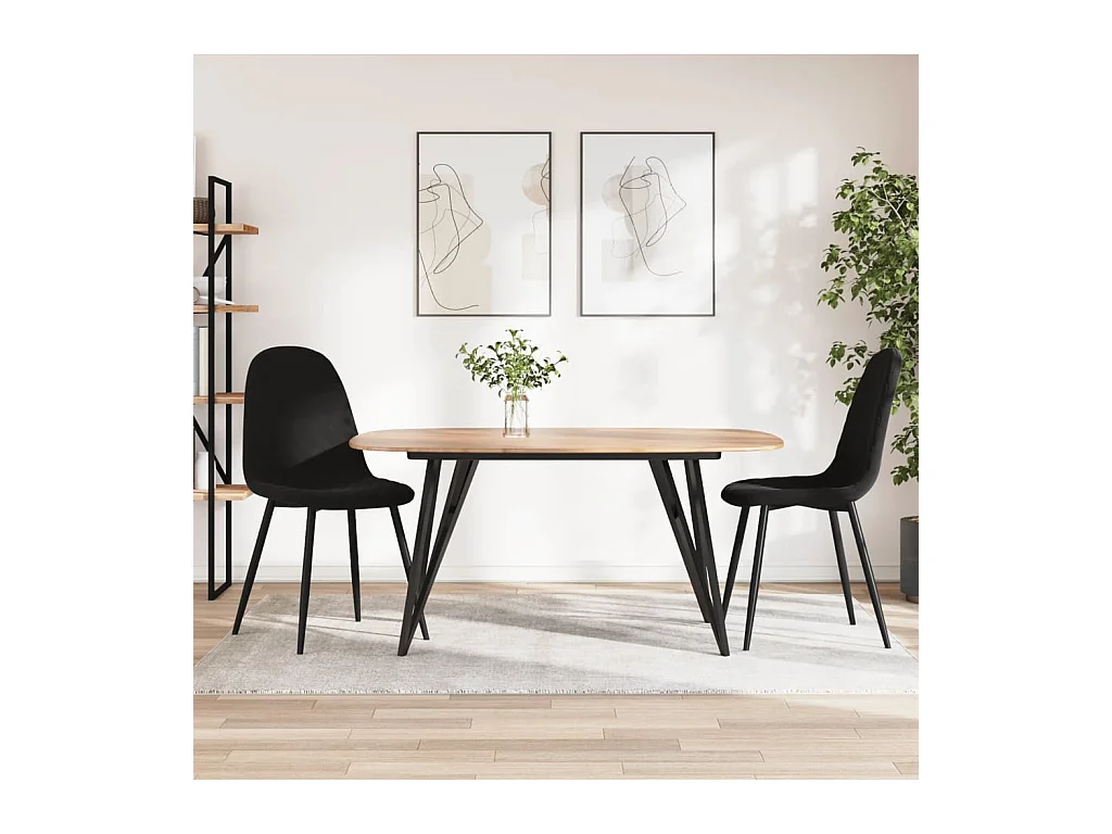 Chaises à manger Lot de 2 Noir Velours REO86857