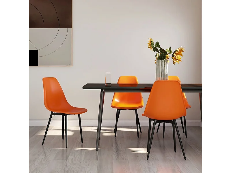 Juego de 4 Sillas de comedor PP naranja ES628838