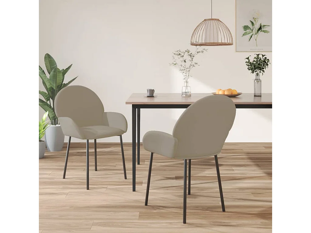 Chaises à manger Lot de 2 Gris clair Velours REO32035