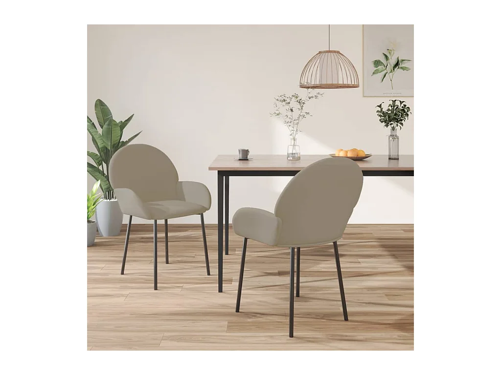 Chaises à manger Lot de 2 Gris clair Velours REO32035