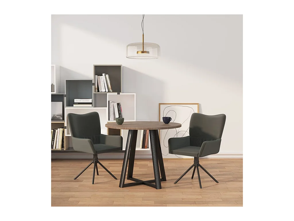 Chaises pivotantes à manger Lot de 2 Gris foncé Velours REO25138
