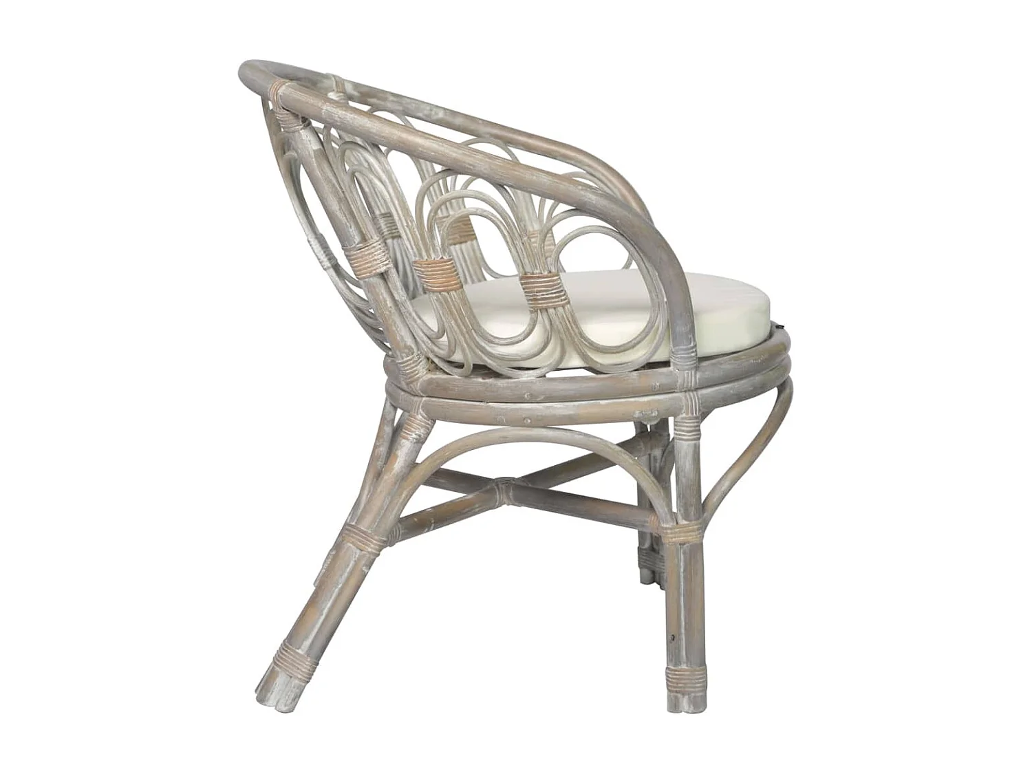 Chaise de salle à manger avec coussin gris Rotin naturel et lin REO45954