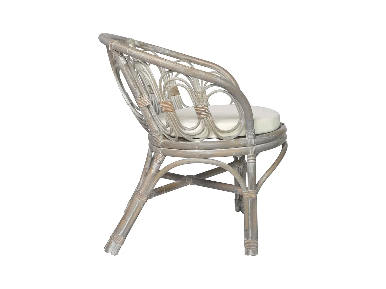 Eetkamerstoel met kussen natuurlijk rattan en linnen grijs NL430242