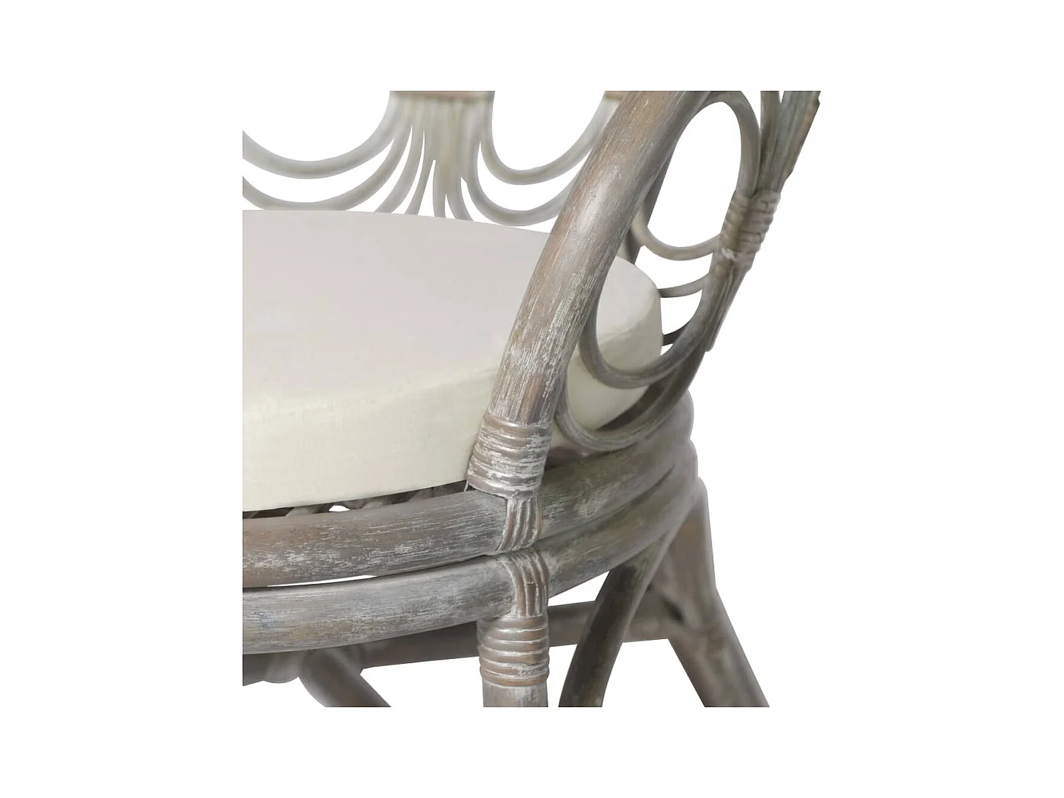 Eetkamerstoel met kussen natuurlijk rattan en linnen grijs NL430242