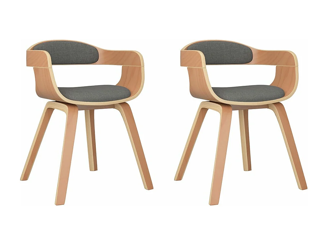 Chaise à manger 2 pcs gris clair bois courbé et tissu REO65273