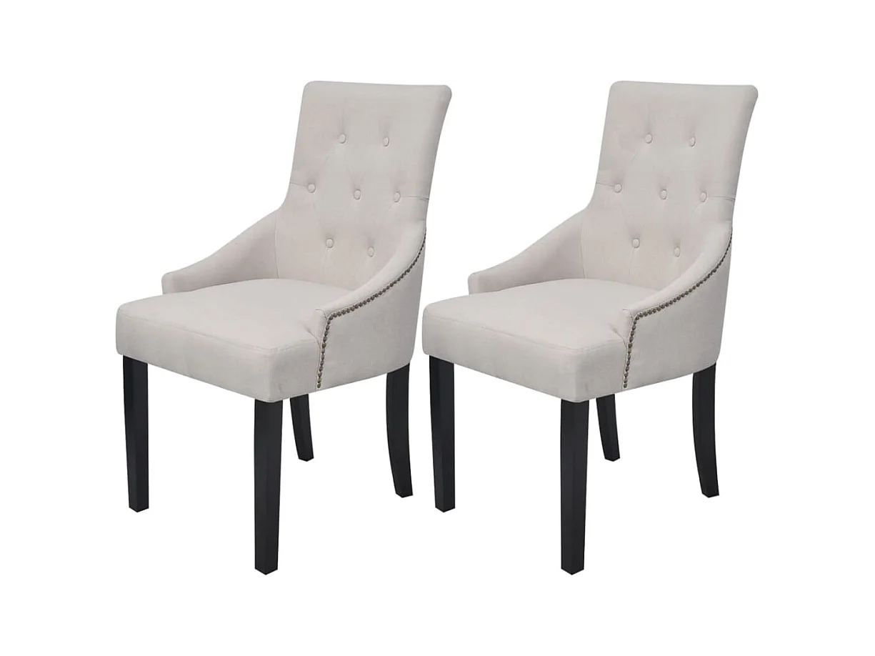 Chaises à manger Lot de 2 gris crème tissu REO30818