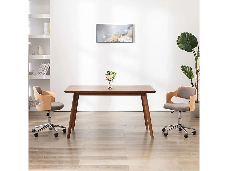 Chaise pivotante de salle à manger Taupe Bois courbé et tissu REO44728