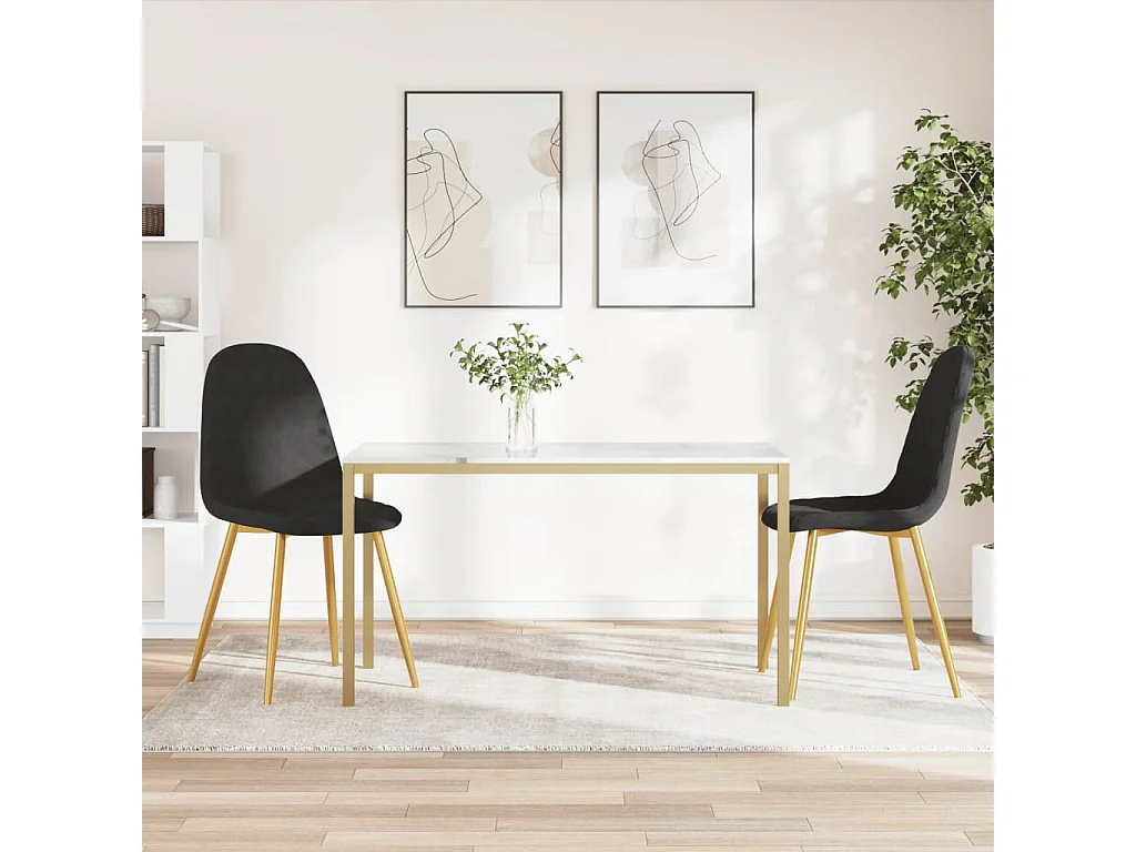 Chaises à manger Lot de 2 Noir Velours REO72228